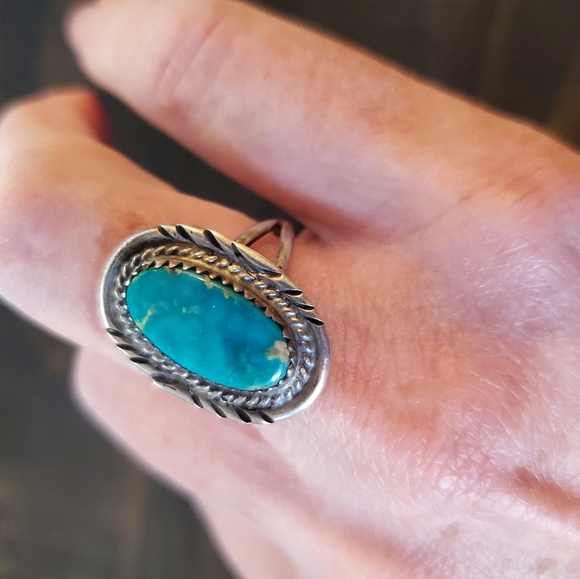 ❤️SOLD ❤️Vintage Sterling Navajo Turquoise 11.5 Ring - Picture 2 of 6